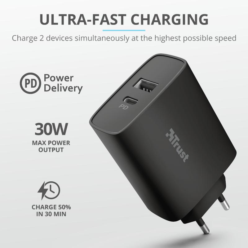 Incarcator rapid pentru perete QMAX USB C+A WALL CHARGER PD - imagine 4