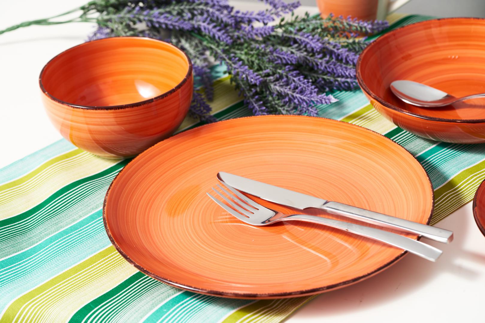 SET 6 FARFURII INTINSE, CERAMICA 27 CM, GALA ORANGE, ART - imagine 4