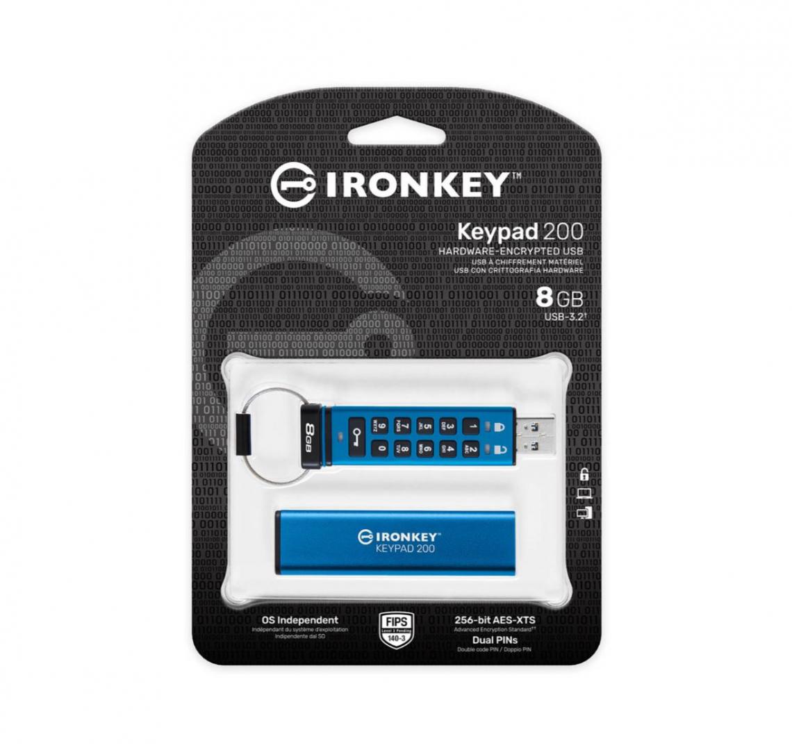 USB Flash Drive Kingston 8GB IronKey Keypad 200, USB 3.2